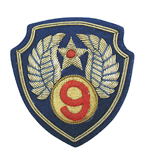 US AAF(陸軍航空隊) WWII 第9空軍(9th AAF) 肩パッチ/手刺繍/新品