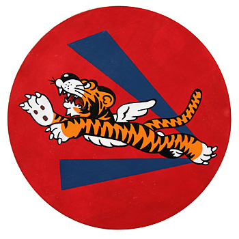 AAF Squadron Patch, Hand Painted, A.V.G. (Flying Tiger)