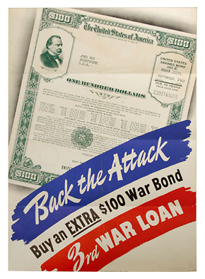 US WWII 戦時ポスター“Back The Attack”/ 実物・極上