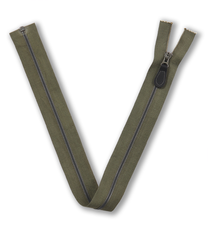 Crown, 2nd Model, M-55, #5, Open End Zipper, Interlocking Slider w/Leather Tag, Olive Khaki, 60cm, NOS 