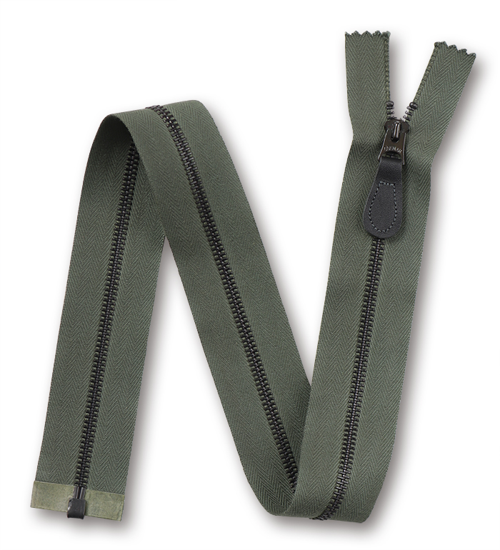 Conmar, M55, #5, Separating Zipper(Open-End), AF Black, Interlocking, Sage Green Tape, 62cm, w/NOS Slider, Repro(M.O.C.)