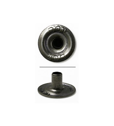 NOS(70s) Press Studs, Post, D: 0.6(15.24mm), Matte Black, 400 pcs