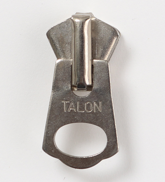 Talon M45 #5 Interlock Slider, Bell Shape(Ellipsoid Hole) Puller, Brass in Nickel Finish/NOS