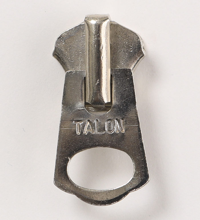 Talon M50 #5 Interlock Slider, Bell Shape(Ellipsoid Hole) Puller, Brass Plated in Nickel/NOS