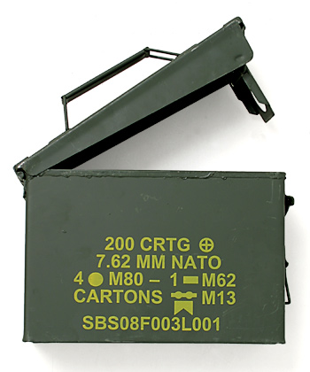 US(米軍) 現用 AMMO BOX(弾薬箱)/Cal.30(7.62mm弾用)用/マーキング付 