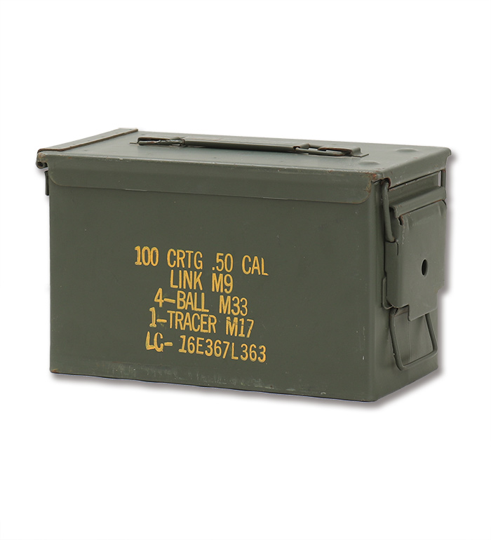 US(米軍)現用 50 Cal AMMO BOX(弾薬箱) 100 CRTG, LINK M9、イエロー