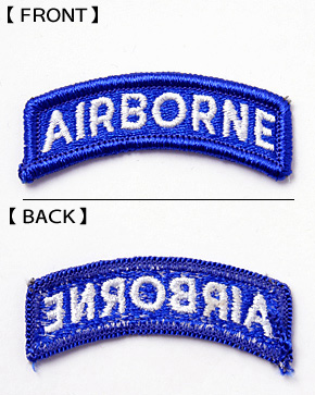 US ARMY(米陸軍) AIRBORNEタブ/カラー(ブルー&ホワイト)/メロウエッジ/VANGUARD社/実物・未使用
