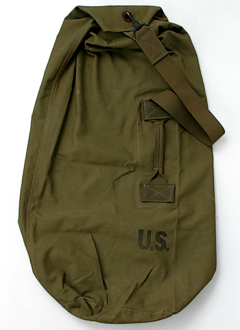 US WWII Khaki コットン・ダッフルバッグ/シングルストラップ/1944年/実物・極上