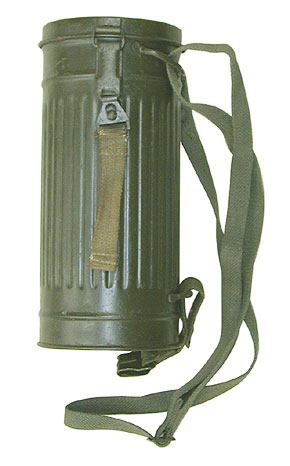 ドイツWWII M-38型 ガスマスク缶/ストラップ付/実物・良の上