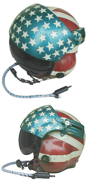 USN /USMC 70s SPH-3 ヘリパイ用ヘルメット・星条旗ペイント＆テーピング/実物・良の上