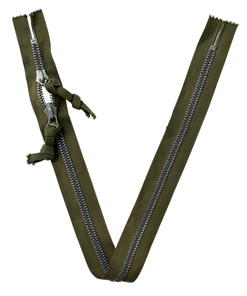 Crown 2nd Model Non-Separating Zipper, #10, Double Sliders, Olive Green Tape, 65cm/ʪ̤