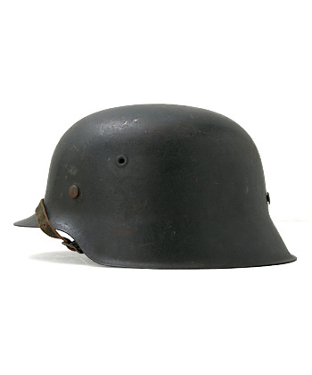 WWII ドイツ軍(WH/WSS) M42 スティール・ヘルメット/ブラックグリーン/ET66/実物・極上