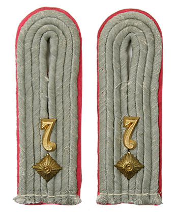 WWII ドイツ国防軍 第7装甲連隊、中尉肩章(縫付式)/実物・極上